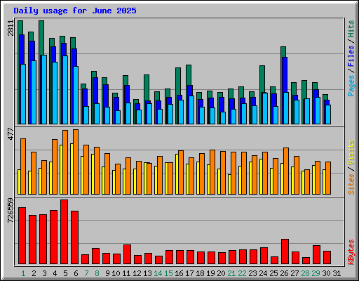 Daily usage for June 2025